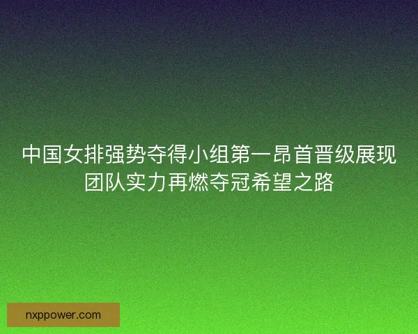 中国女排强势夺得小组第一昂首晋级展现团队实力再燃夺冠希望之路