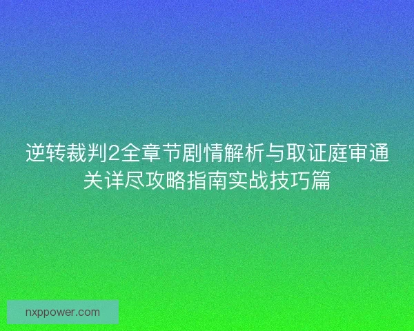 逆转裁判2全章节剧情解析与取证庭审通关详尽攻略指南实战技巧篇