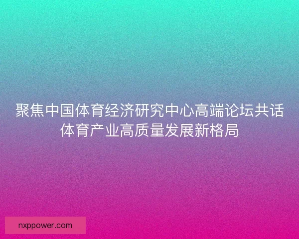 聚焦中国体育经济研究中心高端论坛共话体育产业高质量发展新格局